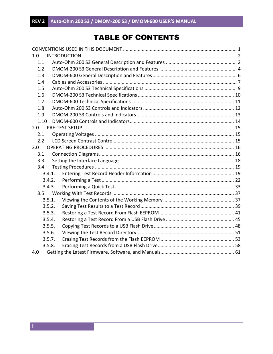 Vanguard DMOM‐600 User Manual | Page 3 / 66