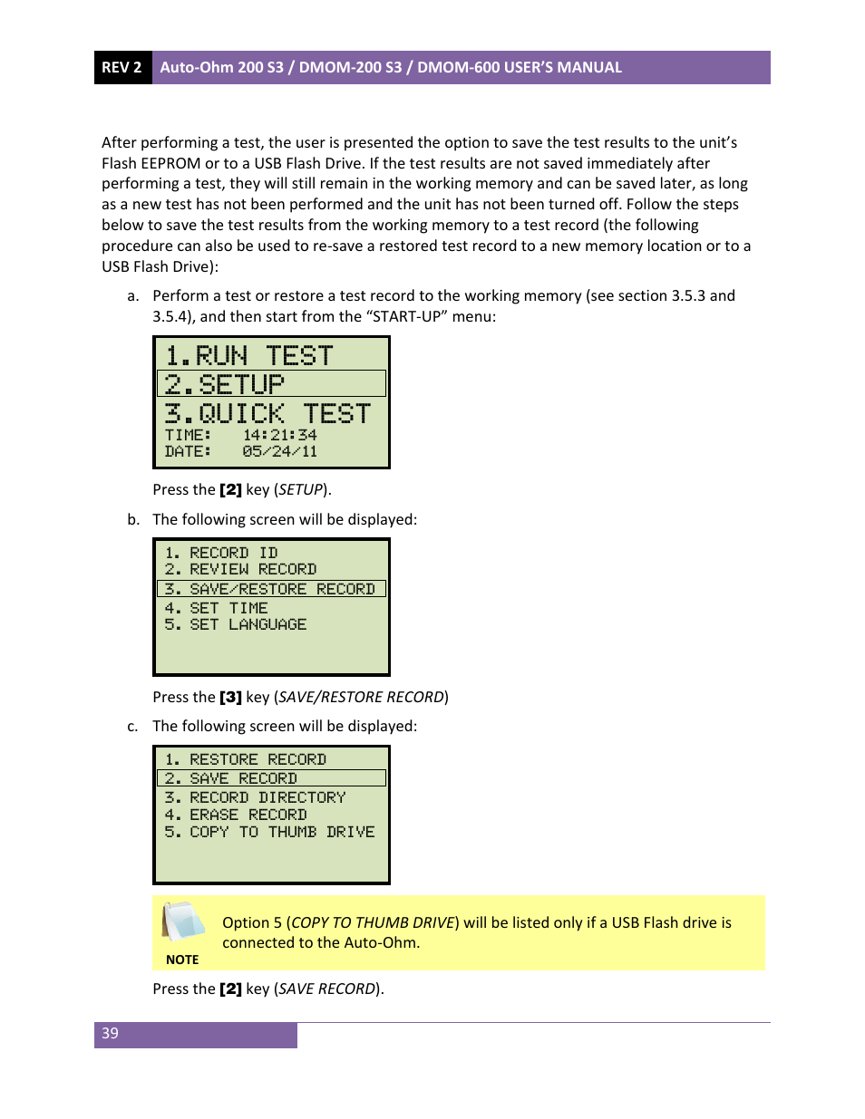 Run test 2.setup 3.quick test | Vanguard DMOM‐600 User Manual | Page 43 / 66