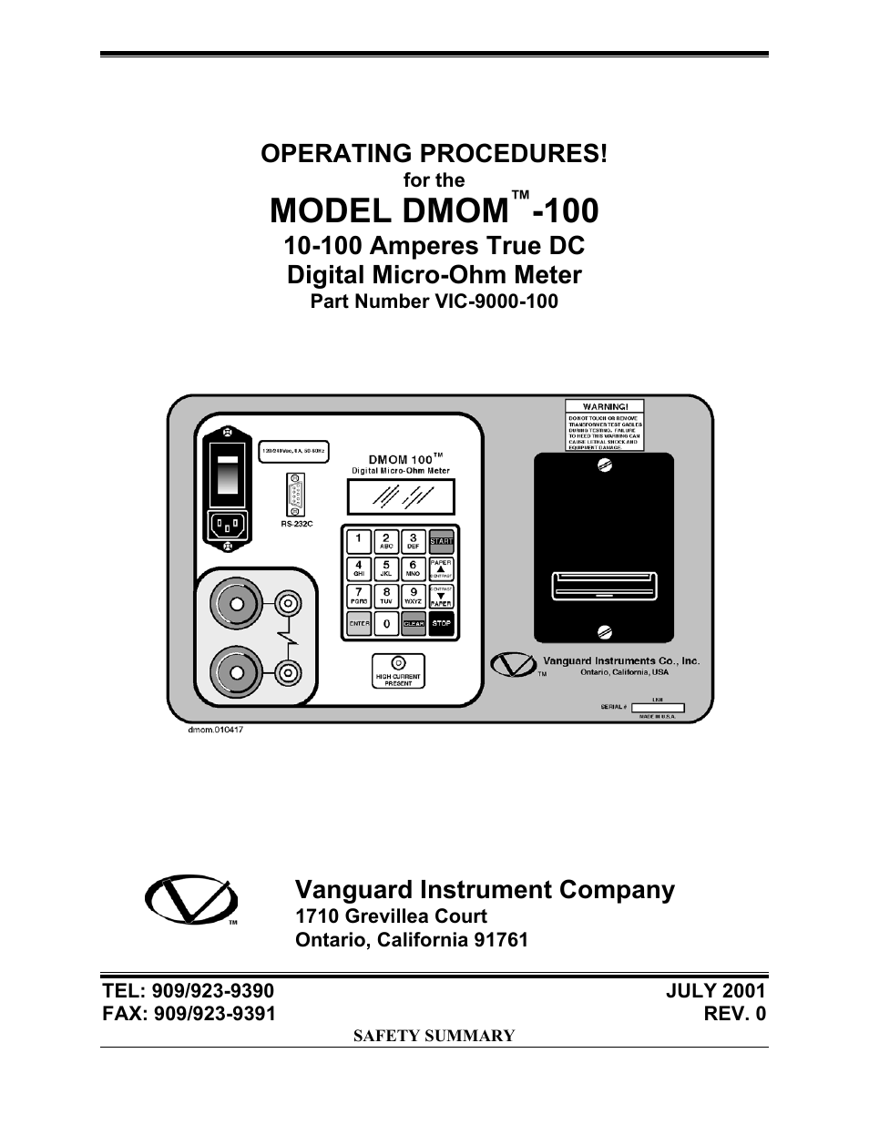 Vanguard DMOM-100 User Manual | 35 pages