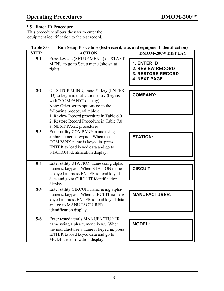 Operating procedures dmom-200 | Vanguard DMOM-200 User Manual | Page 18 / 33