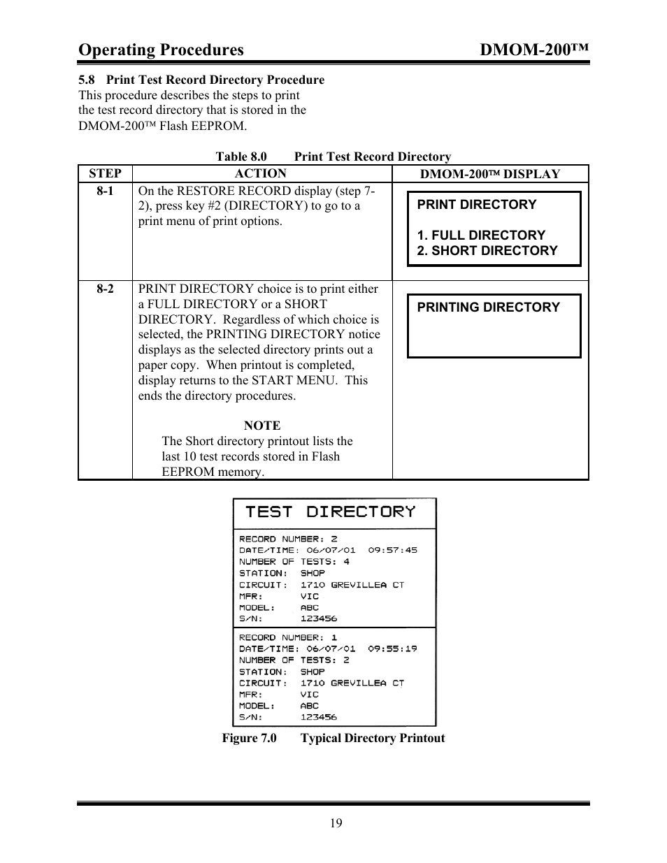 10computer interface procedure, Computer interface procedures, Set clock procedures | Computer interface procedure, Operating procedures dmom-200 | Vanguard DMOM-200 User Manual | Page 25 / 33