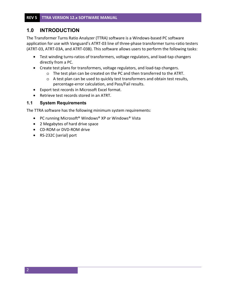 Vanguard TTRA (ATRT-01, ATRT-03, ATRT-03A, and ATRT-03B) User Manual | Page 5 / 52