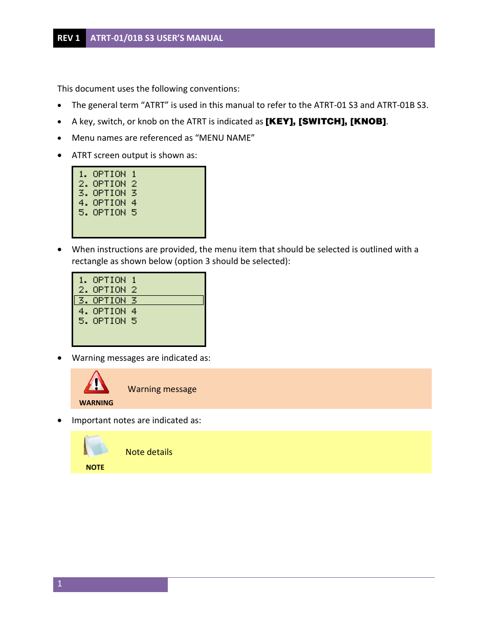 Conventions used in this document | Vanguard ATRT-01_01B S3 User Manual | Page 5 / 88