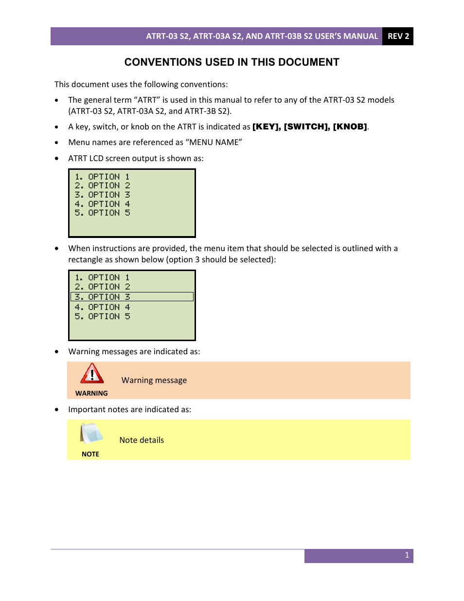 Conventions used in this document | Vanguard ATRT-03_03B S2 User Manual | Page 6 / 147