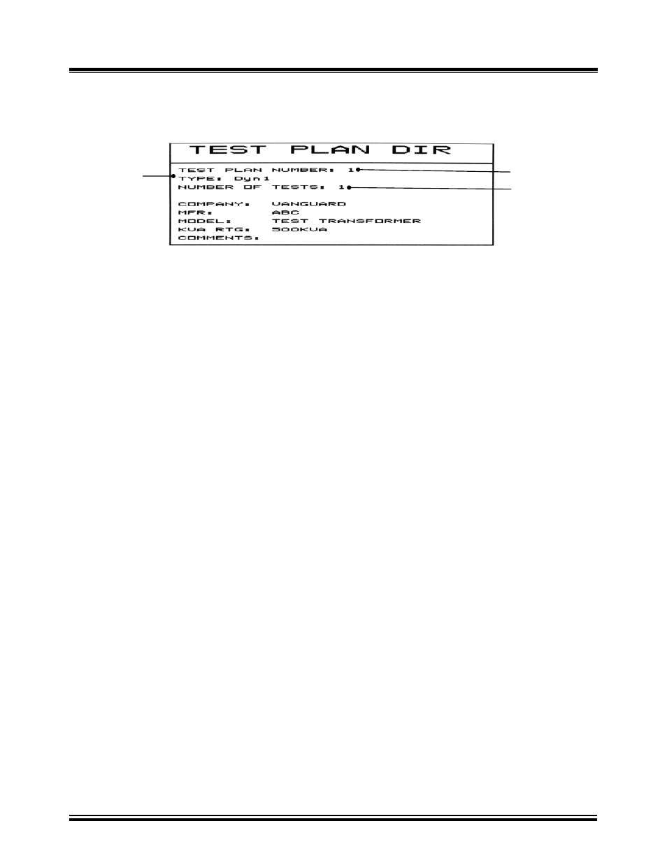 11 test plan directory print out, Figure 66.0, Test plan directory print out | Vanguard Tri-Phase User Manual | Page 101 / 155
