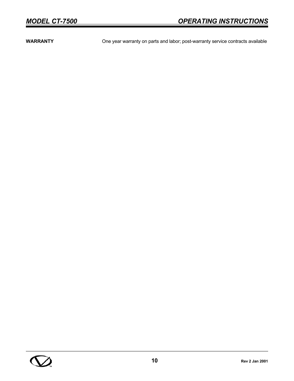 Model ct-7500 operating instructions | Vanguard CT-7500 User Manual | Page 16 / 76