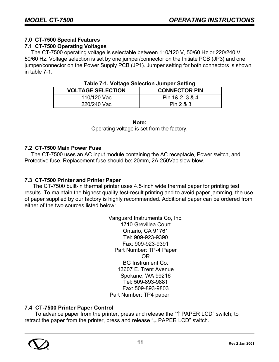 Vanguard CT-7500 User Manual | Page 17 / 76