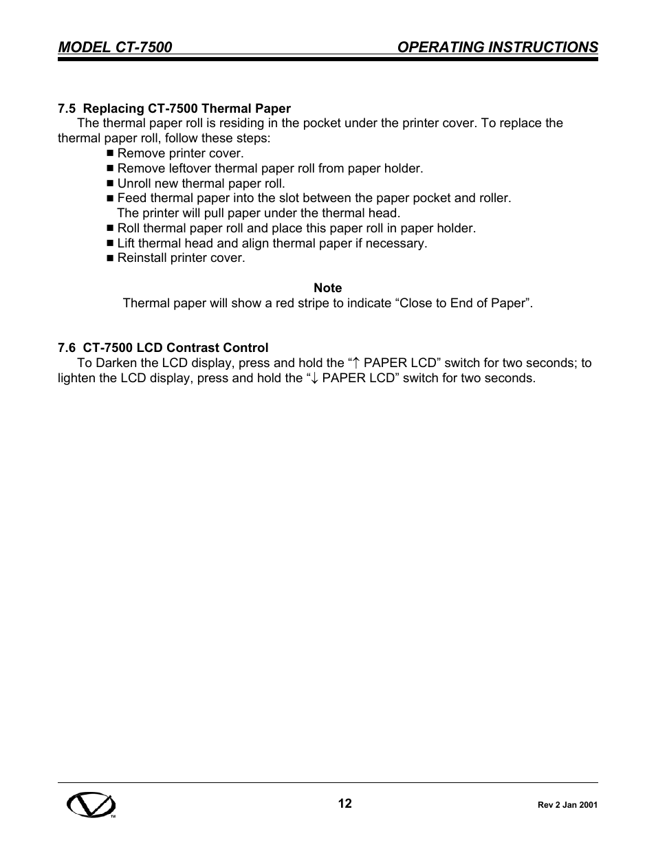 Model ct-7500 operating instructions | Vanguard CT-7500 User Manual | Page 18 / 76