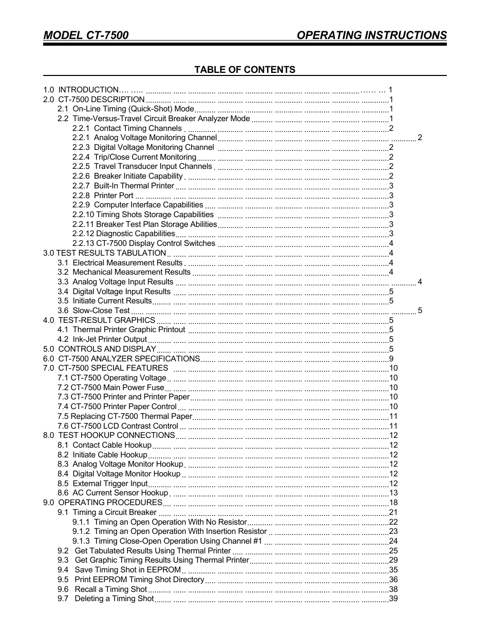 Model ct-7500 operating instructions | Vanguard CT-7500 User Manual | Page 2 / 76
