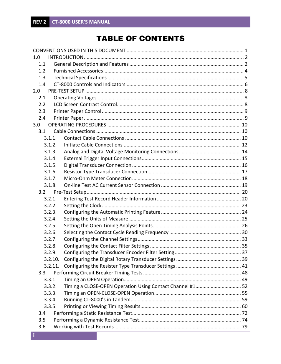 Vanguard CT-8000 User Manual | Page 3 / 120