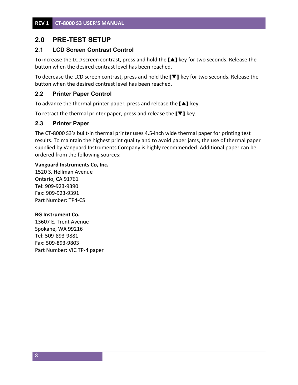 Vanguard CT-8000 S3 User Manual | Page 13 / 145