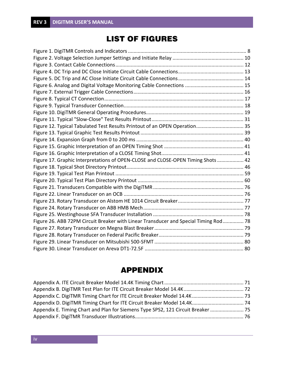 List of figures, Appendix | Vanguard DigiTMR User Manual | Page 5 / 86