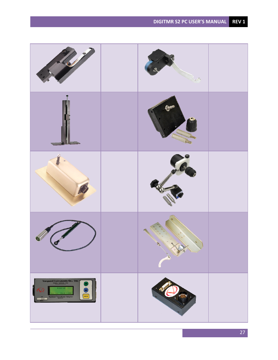 0 compatible transducers and transducer adapters | Vanguard DigiTMR S2 PC User Manual | Page 30 / 31