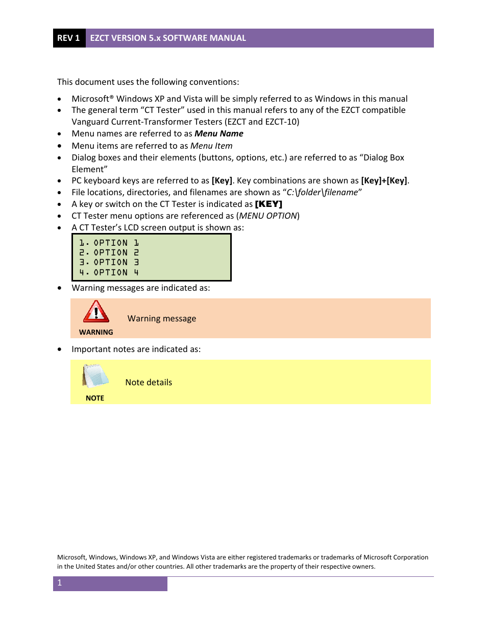 Conventions used in this document | Vanguard EZCT-10 User Manual | Page 3 / 43