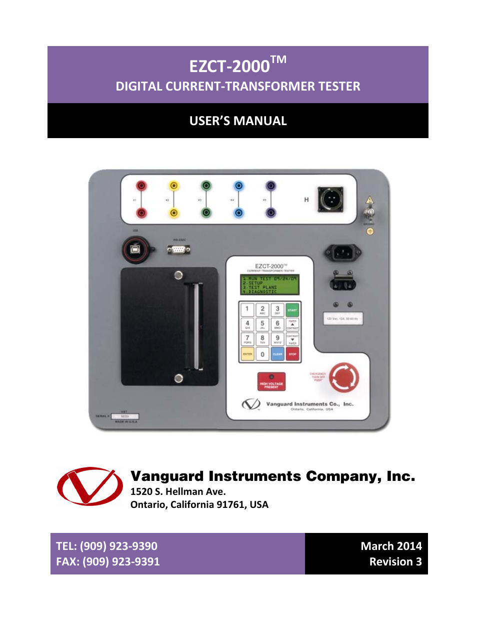 Vanguard EZCT-2000 User Manual | 68 pages