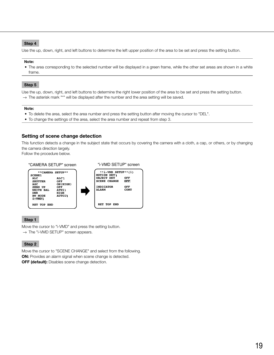 Setting of scene change detection | Panasonic WV-CW500S/G User Manual | Page 19 / 32