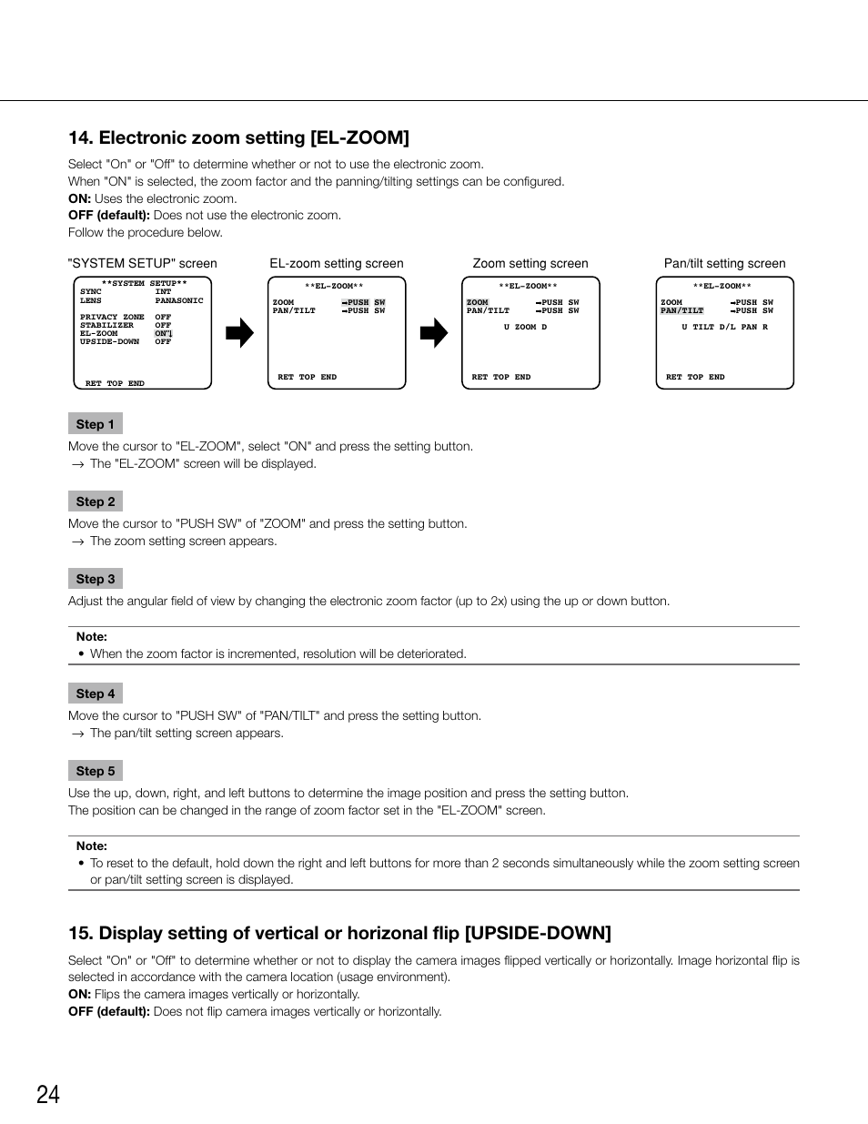 Electronic zoom setting [el-zoom | Panasonic WV-CW500S/G User Manual | Page 24 / 32