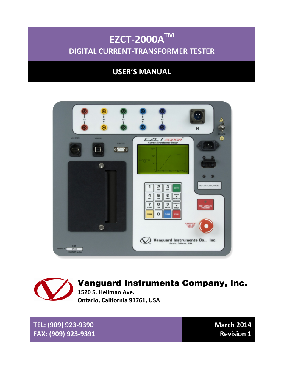 Vanguard EZCT-2000A User Manual | 103 pages