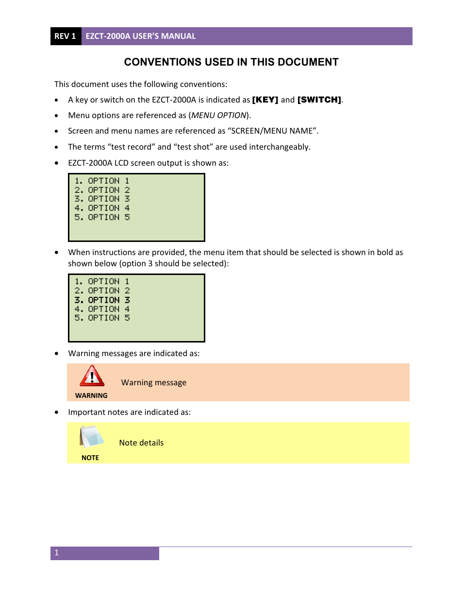 Conventions used in this document | Vanguard EZCT-2000A User Manual | Page 5 / 103