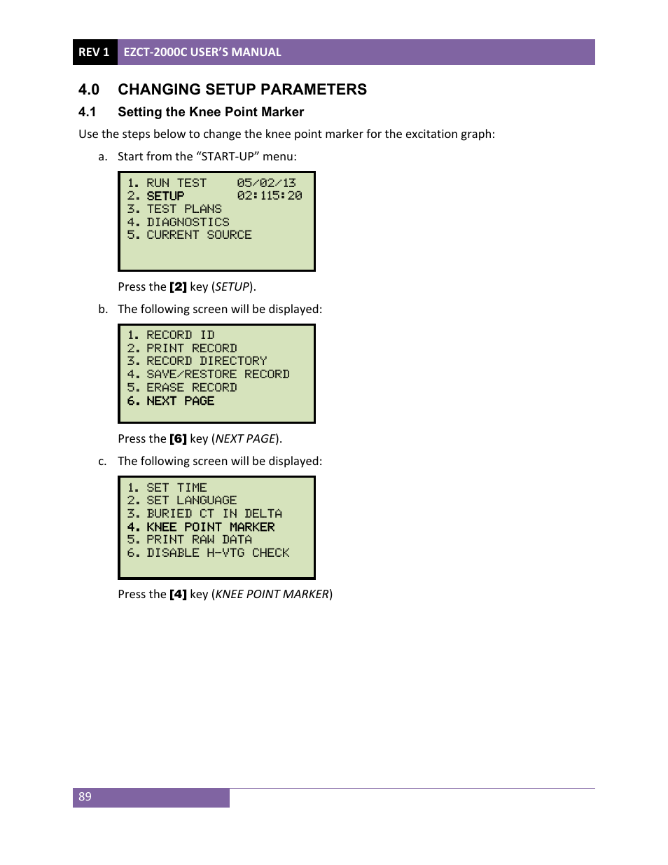 0 changing setup parameters | Vanguard EZCT-2000C Plus User Manual | Page 93 / 119