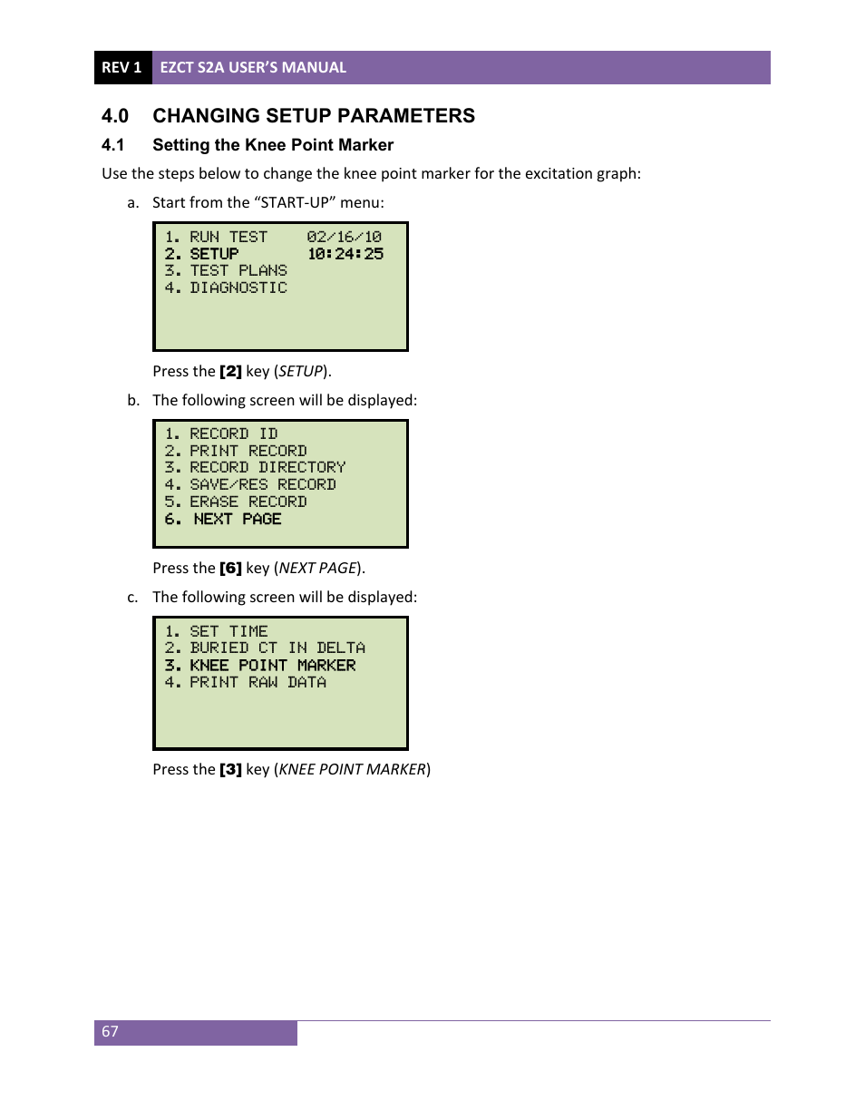 0 changing setup parameters | Vanguard EZCT-S2A User Manual | Page 71 / 98