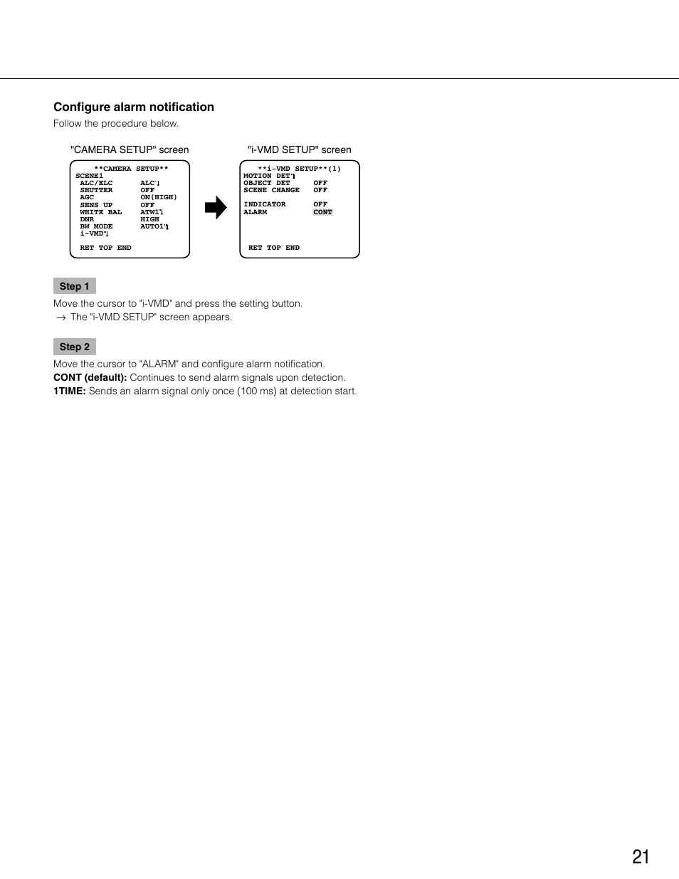 Configure alarm notification | Panasonic WV-CP504E User Manual | Page 21 / 35