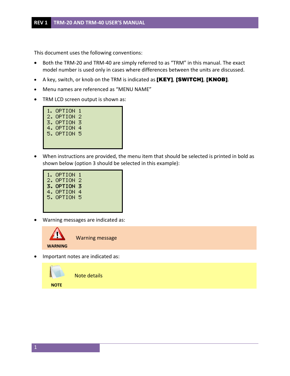 Conventions used in this document | Vanguard TRM-20_40 User Manual | Page 5 / 86
