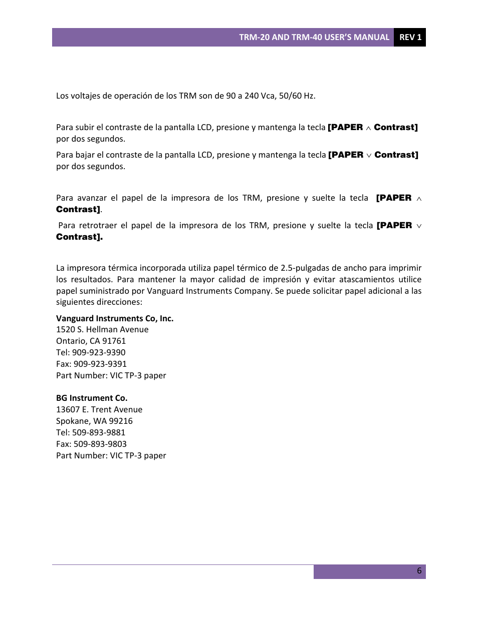 Vanguard TRM-20_40 User Manual | Page 10 / 77