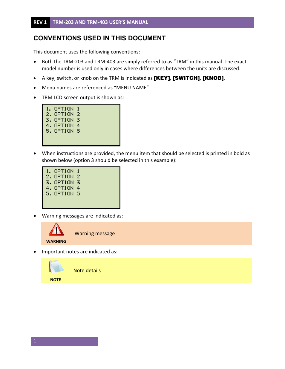Conventions used in this document | Vanguard TRM-203_403 User Manual | Page 5 / 90