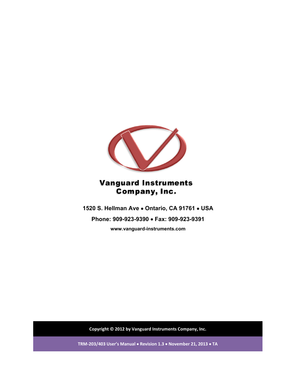Vanguard TRM-203_403 User Manual | Page 90 / 90
