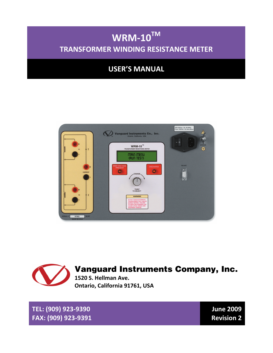 Vanguard WRM-10 User Manual | 20 pages