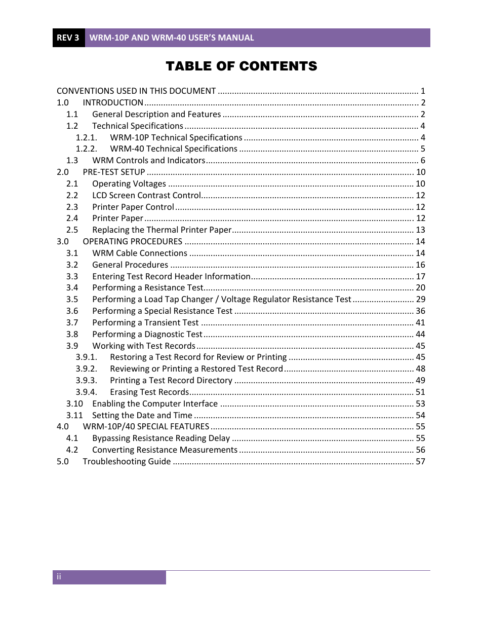 Vanguard WRM-40 User Manual | Page 3 / 62