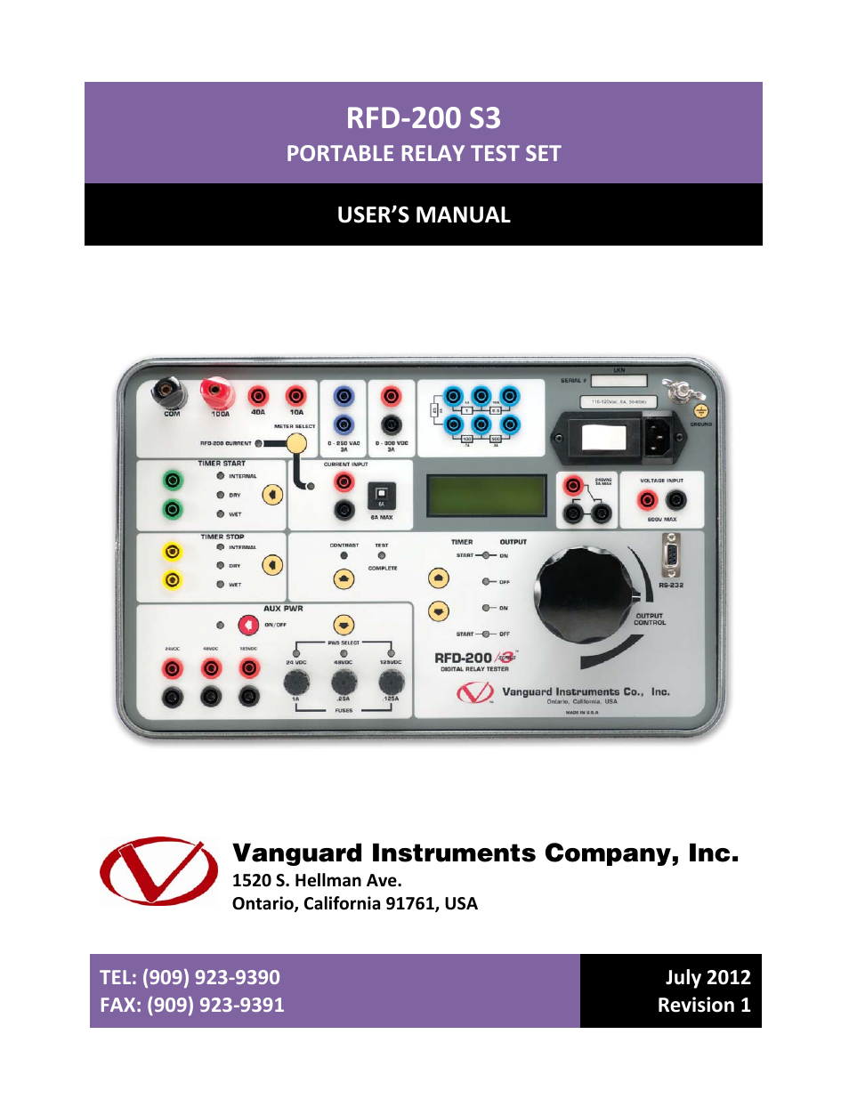 Vanguard RFD-200 S3 User Manual | 27 pages