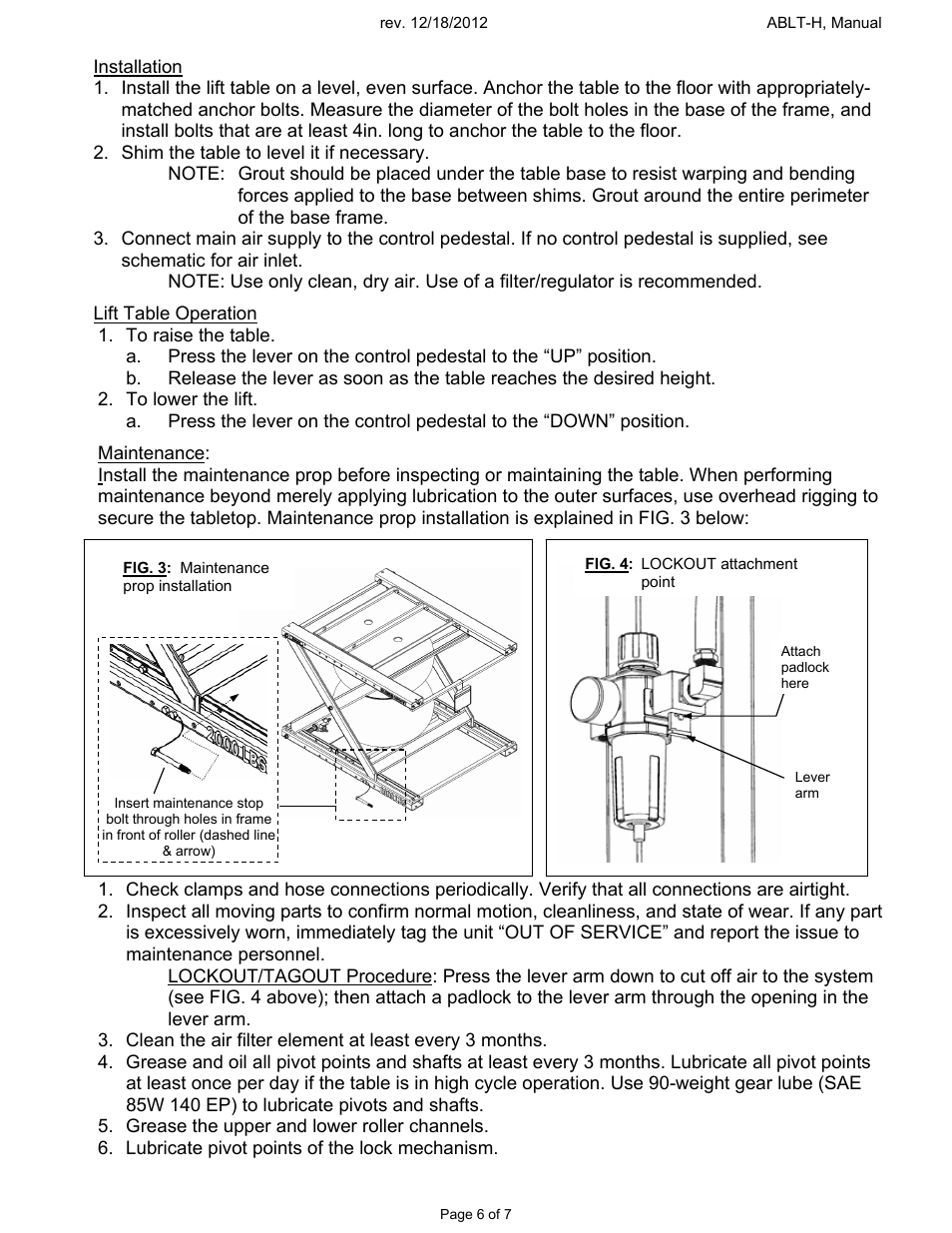Vestil ABLT-H User Manual | Page 6 / 7