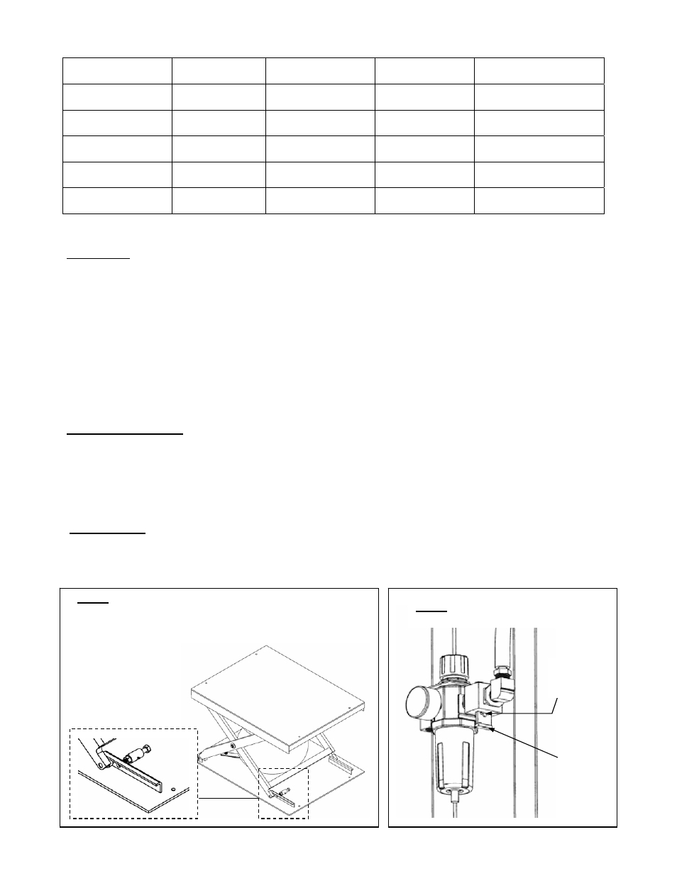 Product specifications by model | Vestil ABLT-H-LP User Manual | Page 3 / 5