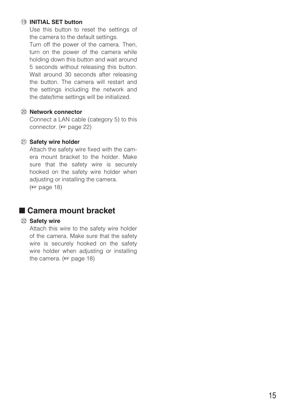 Camera mount bracket | Panasonic WV-NF284 User Manual | Page 15 / 36