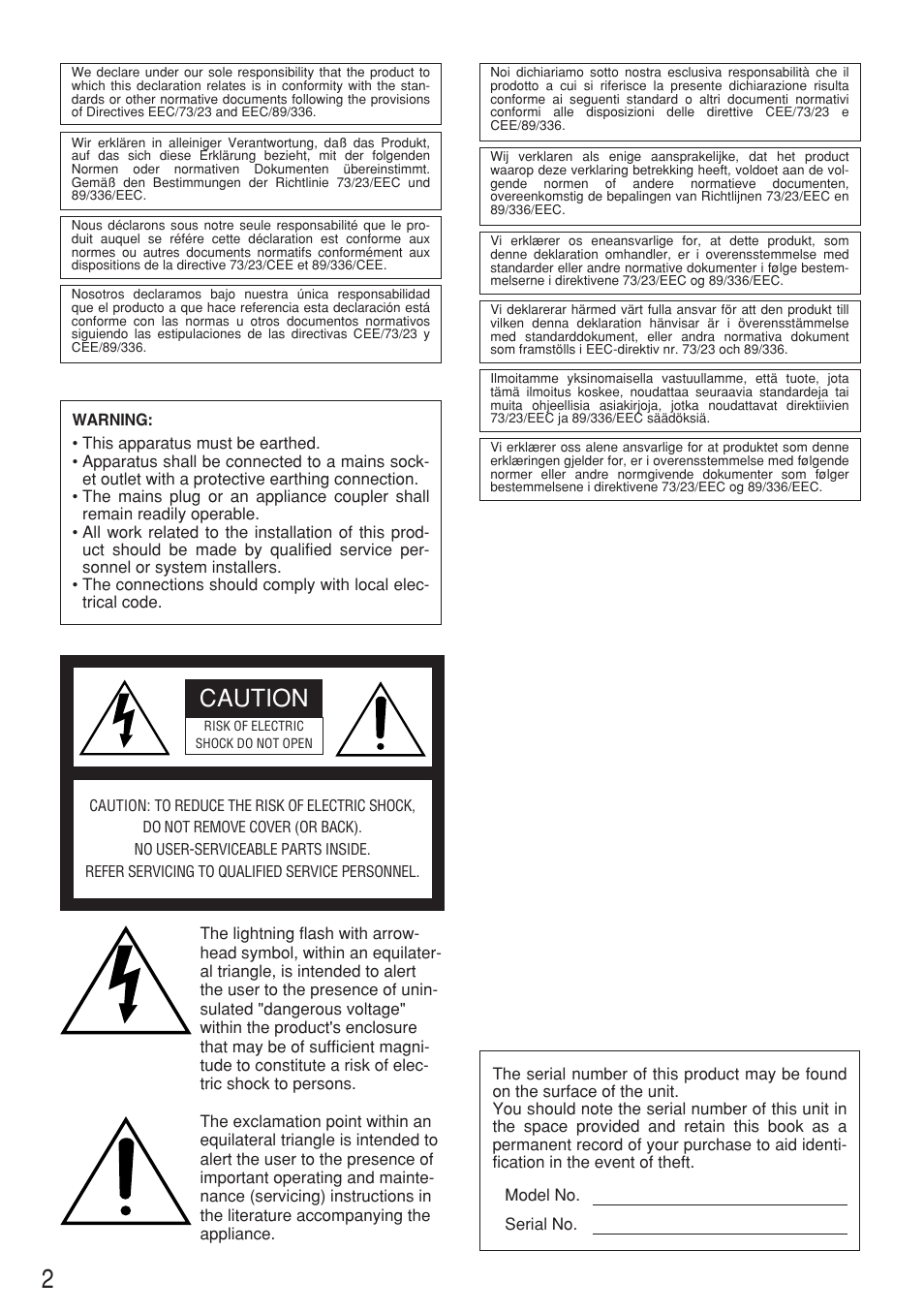 Caution | Panasonic WV-NF284 User Manual | Page 2 / 36