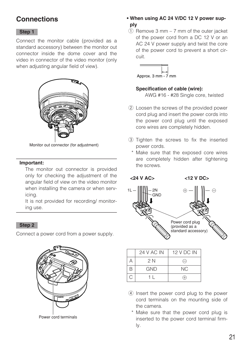 21 connections | Panasonic WV-NF284 User Manual | Page 21 / 36