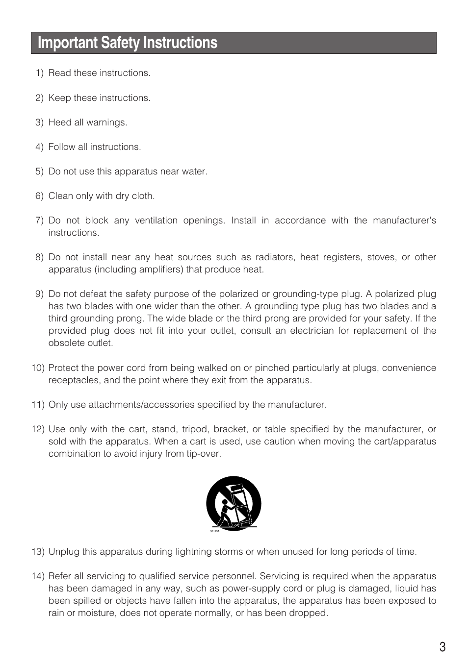 Important safety instructions | Panasonic WV-NF284 User Manual | Page 3 / 36