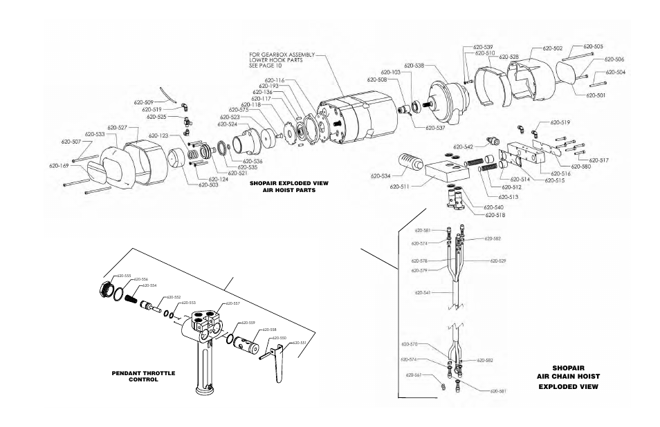 Shopair air chain hoist exploded view | Vestil ACH-100 User Manual | Page 18 / 20