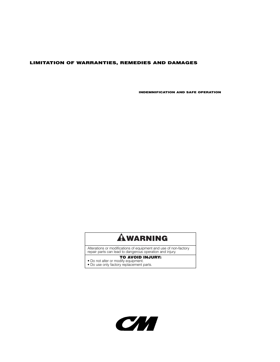 Limitation of warranties, remedies and damages | Vestil ACH-100 User Manual | Page 2 / 20