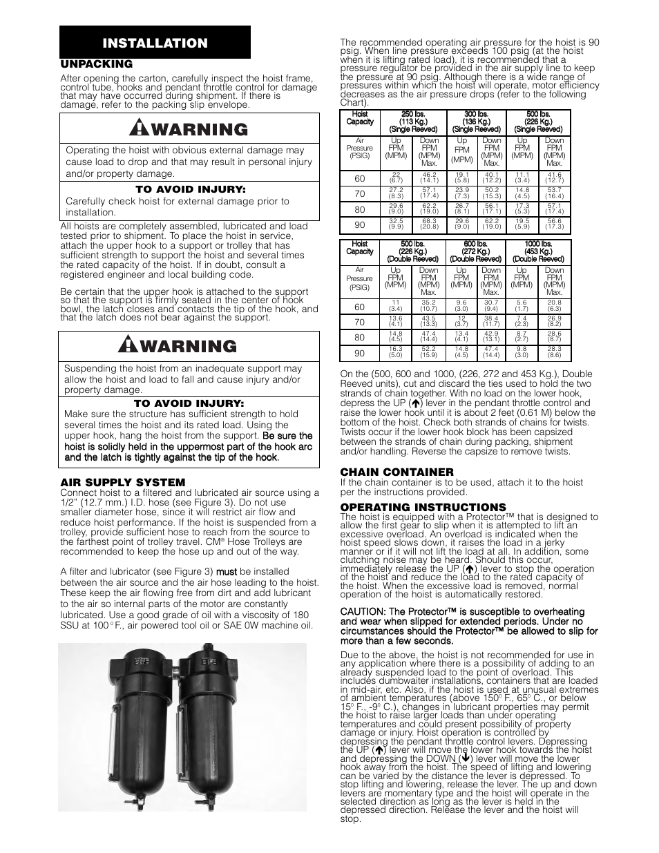 Installation | Vestil ACH-100 User Manual | Page 8 / 20