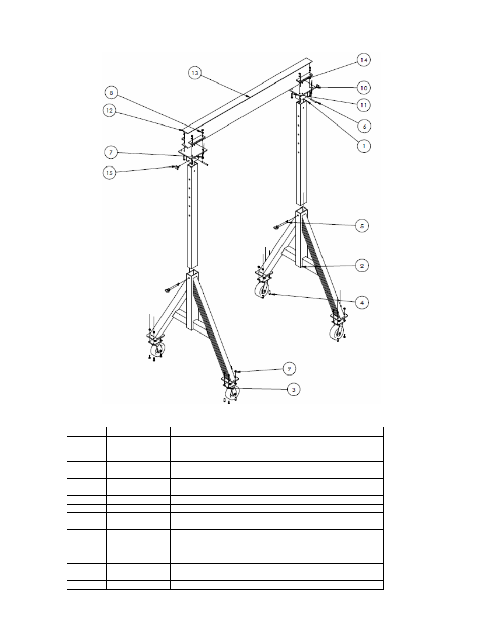 Fig. 9, Adjustable height aluminum gantry crane models, Aha-6-8-8 | Aha-6-8-10, Aha-6-8-12 | Vestil AHA User Manual | Page 13 / 25