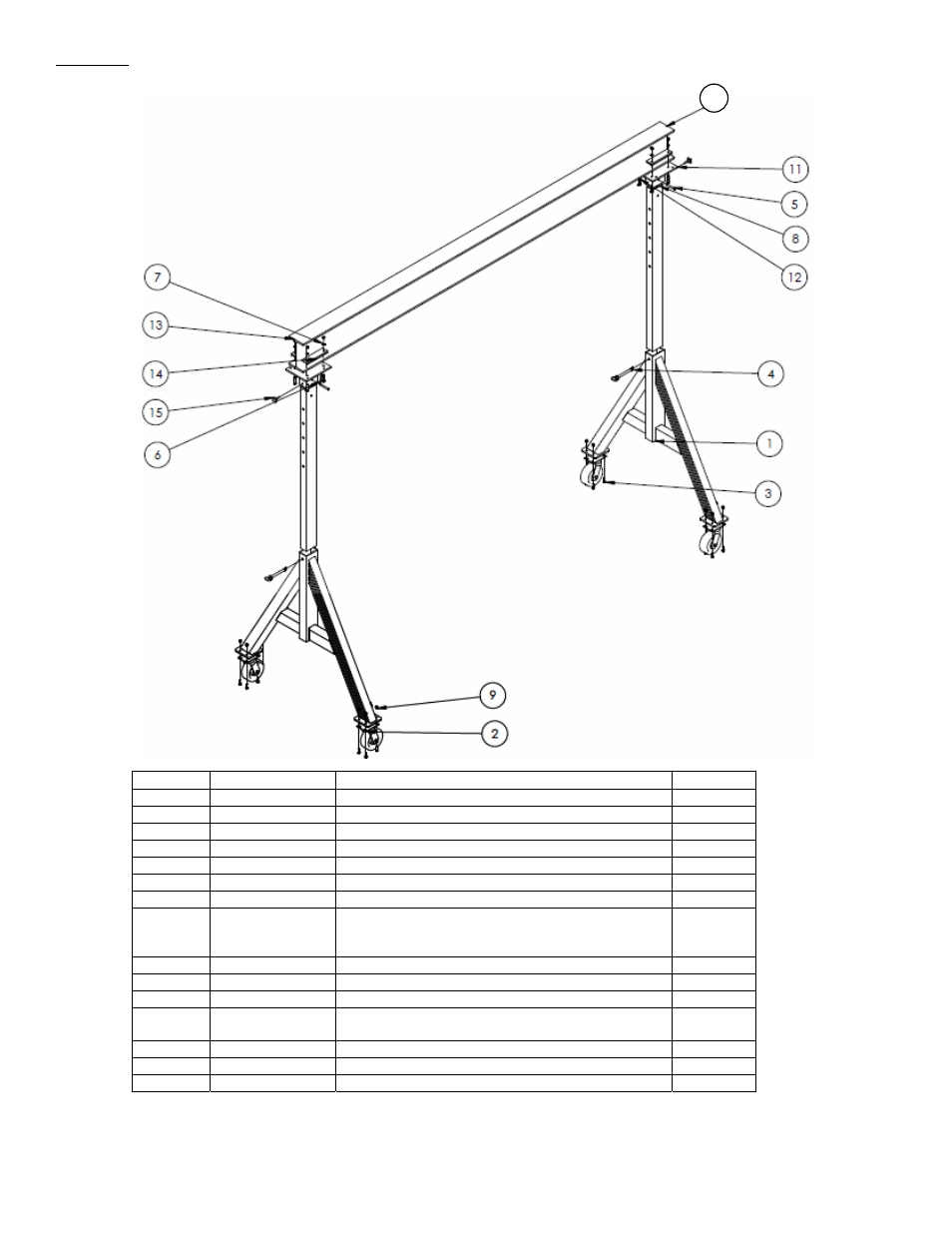 Fig. 12, Adjustable height aluminum gantry crane models, Aha-6-15-8 | Vestil AHA User Manual | Page 16 / 25