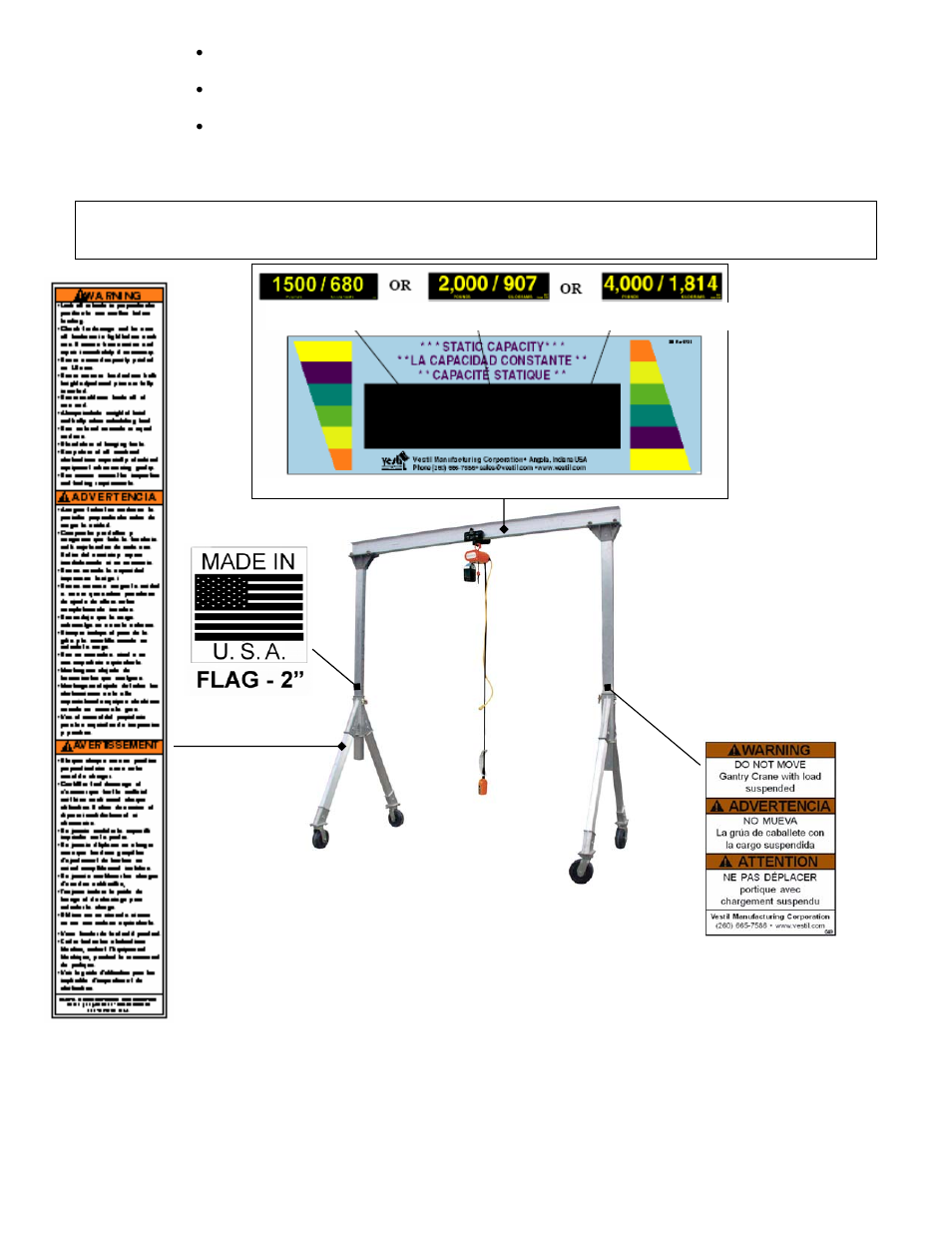 Product markings and labels | Vestil AHA User Manual | Page 24 / 25