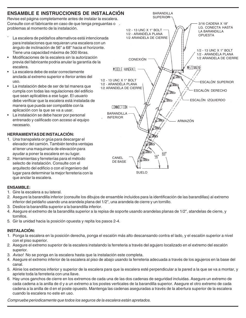 Ensamble e instrucciones de instalación | Vestil ATS User Manual | Page 6 / 9