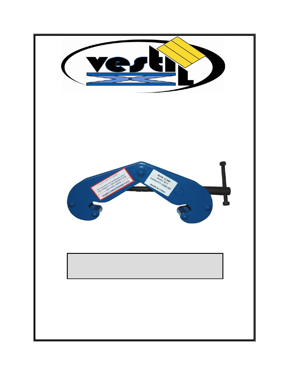 Vestil BC series User Manual | 12 pages