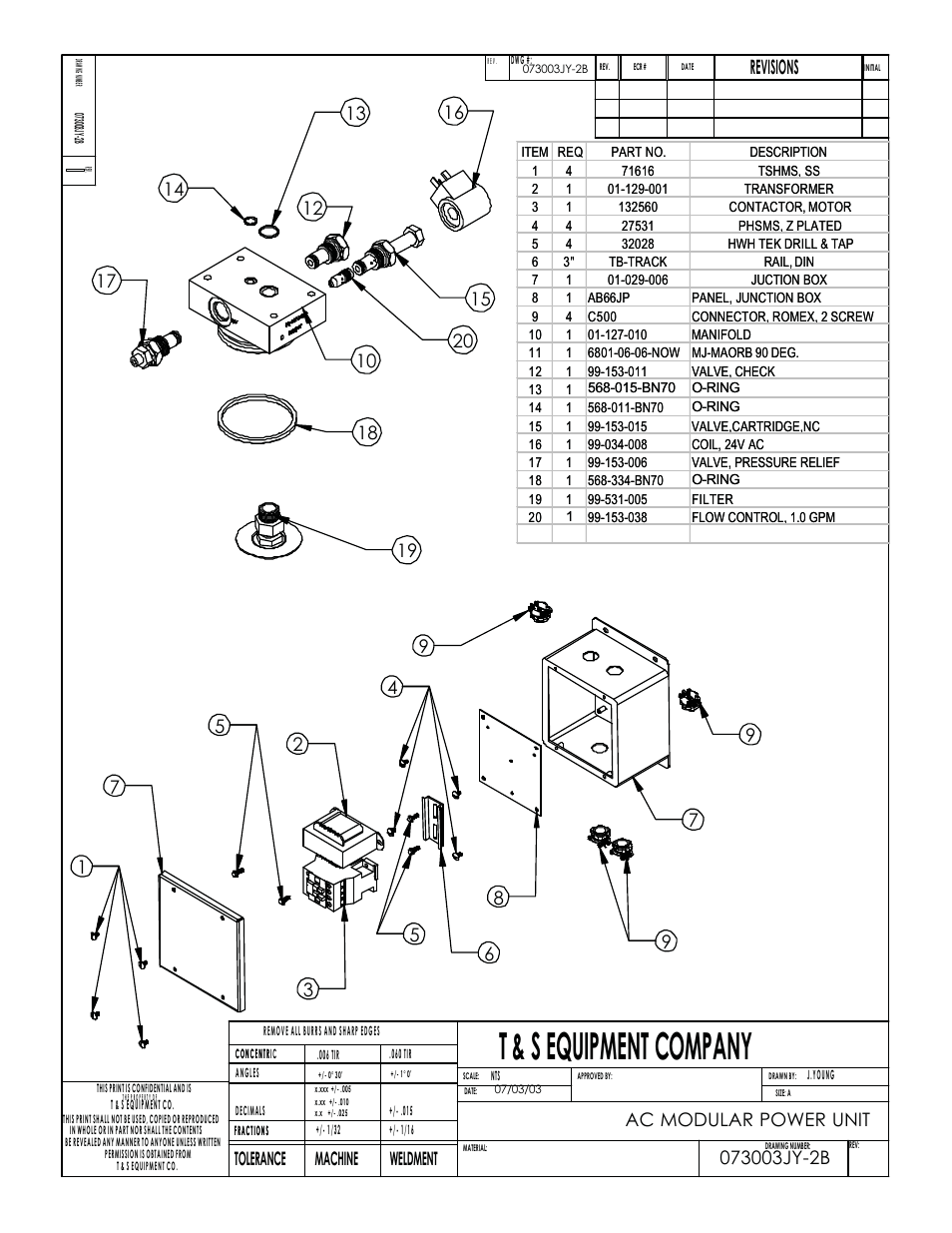 T & s equipment company, Revisions, Tolerance machine weldment | Vestil CB-PMPS User Manual | Page 10 / 13