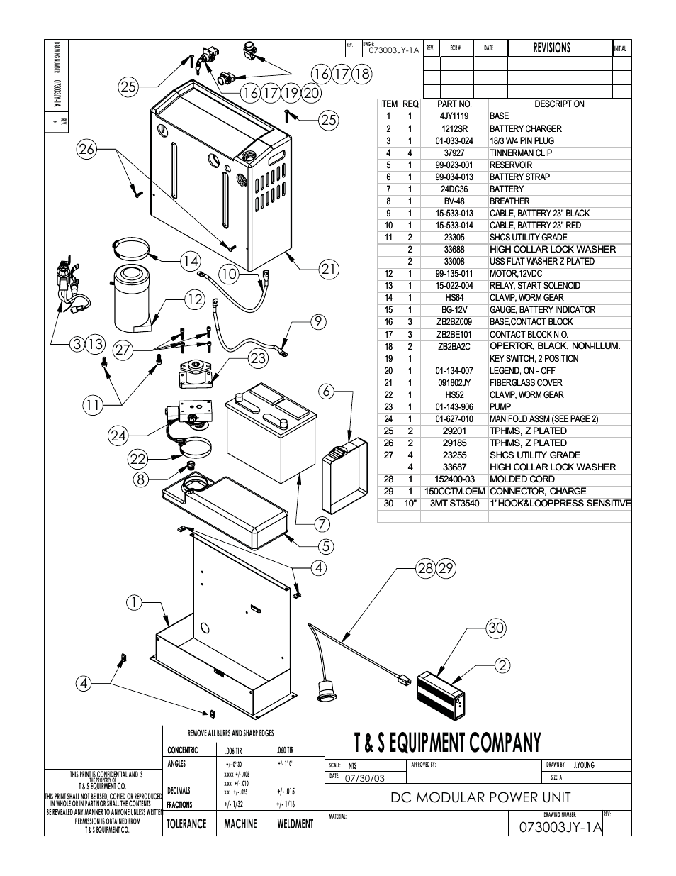 T & s equipment company, Revisions, Tolerance machine weldment | Vestil CB-PMPS User Manual | Page 7 / 13