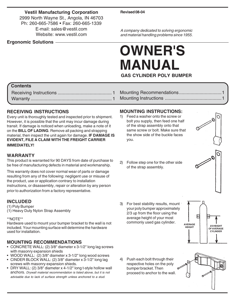 Vestil CB-W-2P User Manual | 1 page